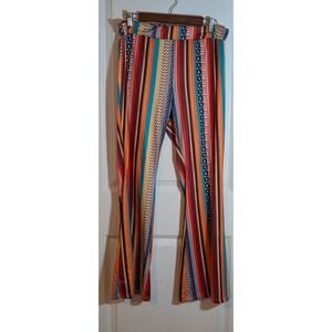 Women’s Boho Stripe Wide Leg Pants Multicolor Pull On Stretch 2X